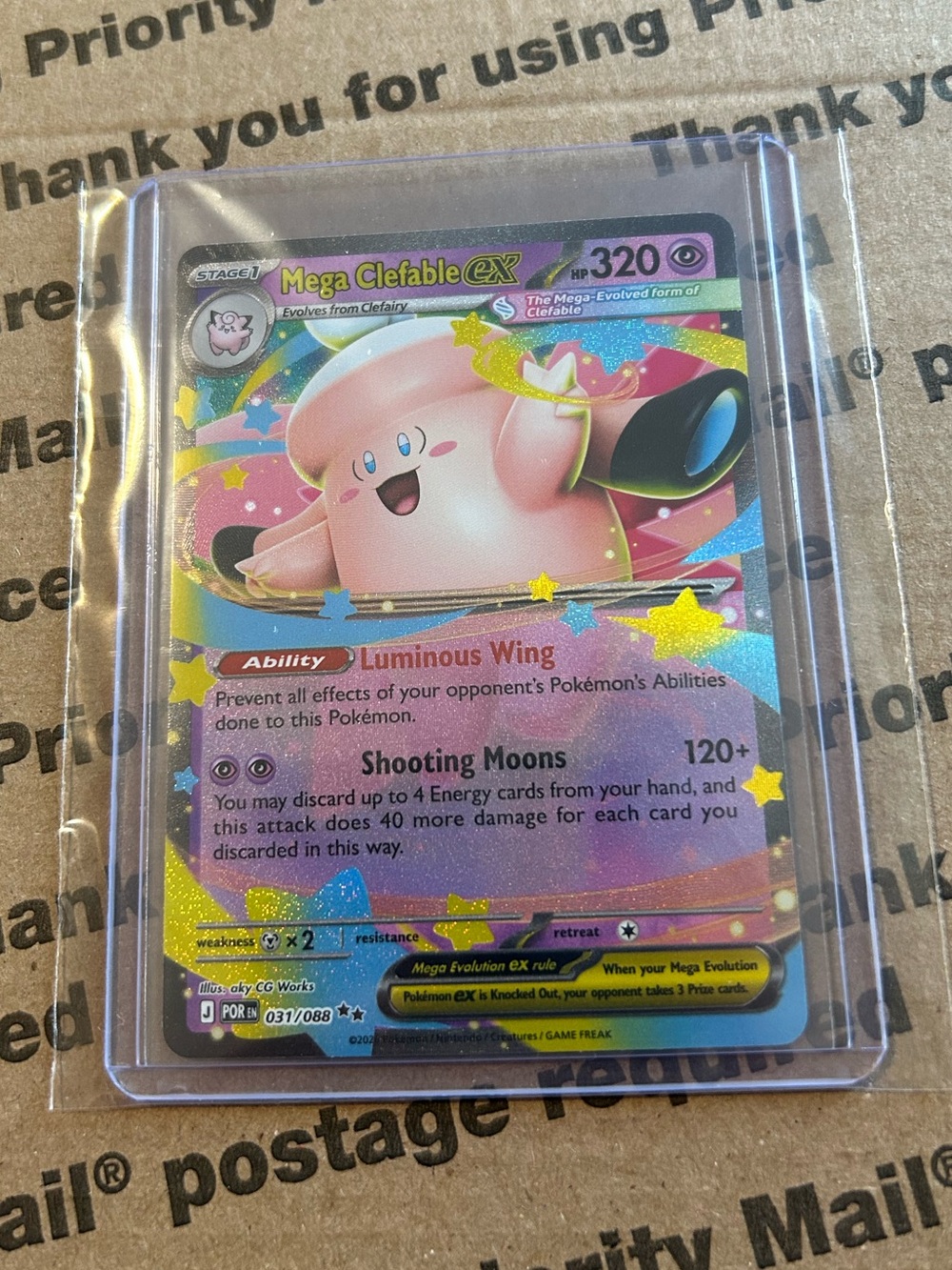 Holo Mega Clefable ex ‘26 Perfect Order Double Rare Card No. 031/088